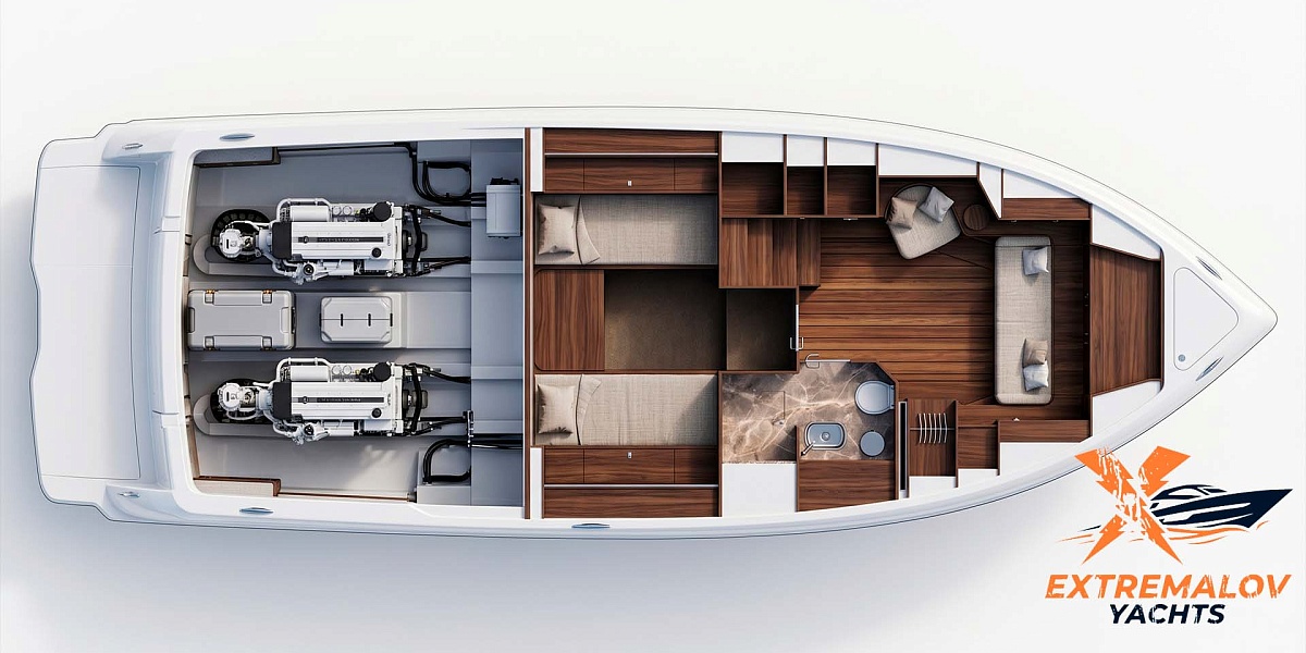 Аренда Cranchi A46 Luxury Tender на Сардинии - план нижней палубы